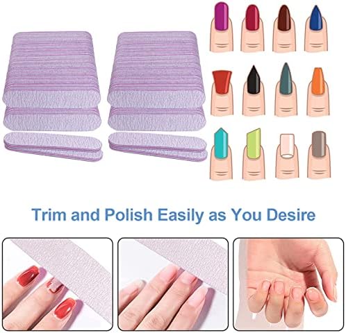 Nail Files (100 Pack), 3.6 Inches Emery Board Nail Files for Acrylic and Natural Nails, 100/180 Grit Small Double Sided Fingernail Filer Bulk Mini Professional Finger Nail Filer Manicure Set Gray - Image 2