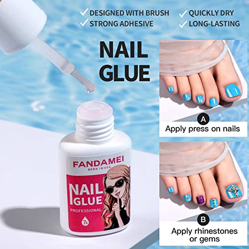 FANDAMEI Press on Toe Nails, 12 Colors 288PCS Press on Toenails Short Square, 4 Glitter Press on Toenails Full Cover, 6 Glossy False Toenails for Feet, 2 Press on Toenails French Tip for Nail - Image 7