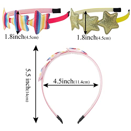 XIMA 10PCS Headbands for Toddlers, Rainbow Glitter Star Girls Headbands for Teens Kids Children Hair Accessories (10PCS Star Headbands) - Image 2