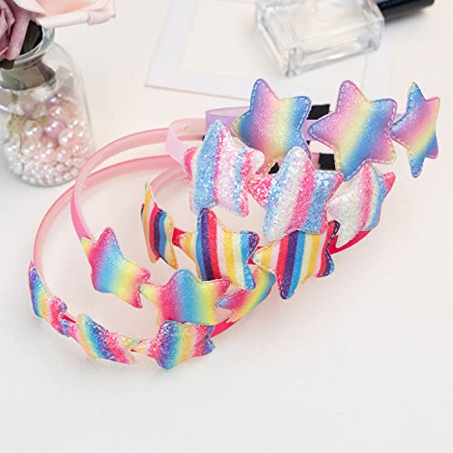 XIMA 10PCS Headbands for Toddlers, Rainbow Glitter Star Girls Headbands for Teens Kids Children Hair Accessories (10PCS Star Headbands) - Image 5