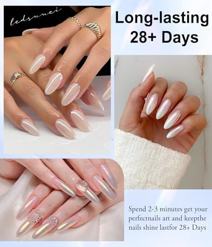 Pearl Chrome Nail Powder -【0.8g Super Pearl Effect】 Chrome Powder for Nails Iridescent Aurora Mermaid White Pearl Chrome Nail Powder for Nails Art DIY - Image 2