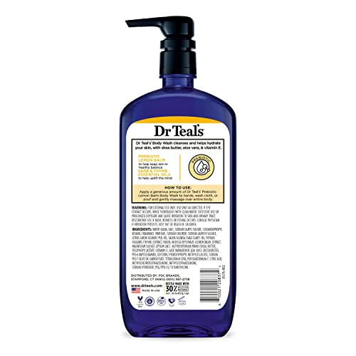 Dr Teal's Body Wash with Pure Epsom Salt, with Prebiotic Lemon Balm & Sage, 24 fl oz (Pack of 4) - Image 9