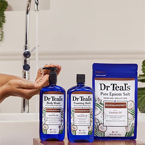 Dr Teal's Foaming Bath with Pure Epsom Salt, Nourish & Protect with Coconut Oil, 34 fl oz (Pack of 4) - Image 8