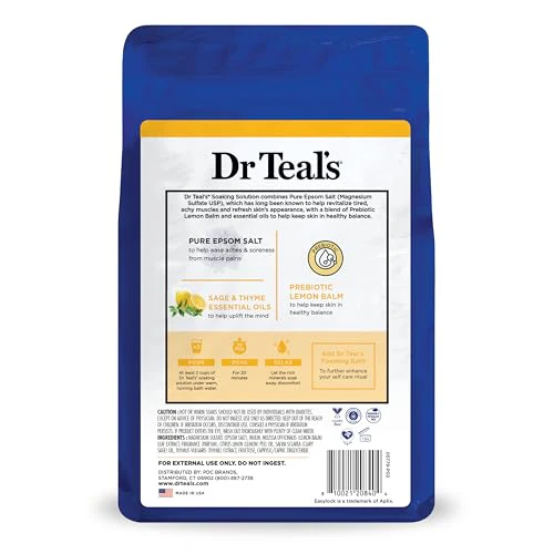 Dr Teal's Pure Epsom Magnesium Salt Soak, Prebiotic Lemon Balm & Essential Oil, 3 lbs (Pack of 4) - Image 10