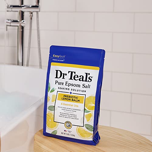 Dr Teal's Pure Epsom Magnesium Salt Soak, Prebiotic Lemon Balm & Essential Oil, 3 lbs (Pack of 4) - Image 7
