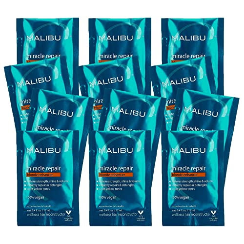 Malibu C Miracle Repair Hair Reconstructor, Blonde Enhancer - Nourishing Hair Repair Treatment for Damaged Blonde Strands - Relieves Hair Discoloration