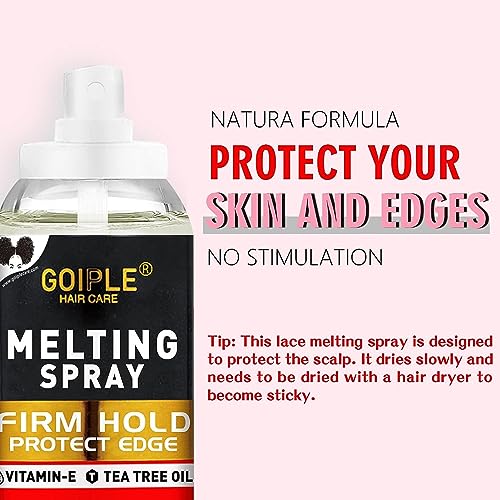 Lace Melting Spray Glue-Less Hair Adhesive for Wigs, Lace Bond Adhesive Spray Wig Melting Spray for Closure Front Extensions, Melting Spray for Lace Wigs Natural Finishing Hold Protect Edge Kit - Image 2
