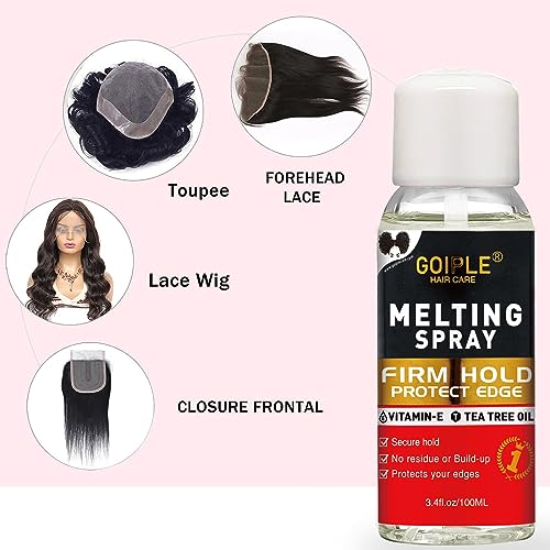 Lace Melting Spray Glue-Less Hair Adhesive for Wigs, Lace Bond Adhesive Spray Wig Melting Spray for Closure Front Extensions, Melting Spray for Lace Wigs Natural Finishing Hold Protect Edge Kit - Image 5