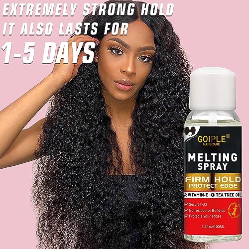 Lace Melting Spray Glue-Less Hair Adhesive for Wigs, Lace Bond Adhesive Spray Wig Melting Spray for Closure Front Extensions, Melting Spray for Lace Wigs Natural Finishing Hold Protect Edge Kit - Image 7