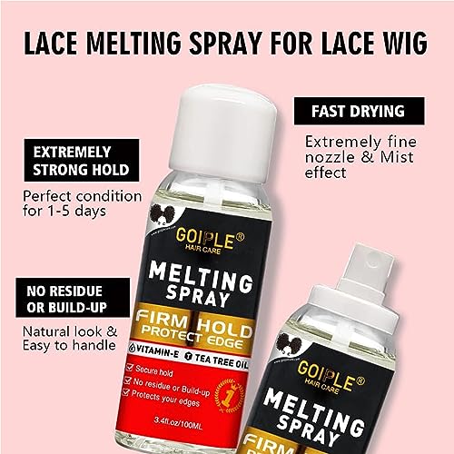 Lace Melting Spray Glue-Less Hair Adhesive for Wigs, Lace Bond Adhesive Spray Wig Melting Spray for Closure Front Extensions, Melting Spray for Lace Wigs Natural Finishing Hold Protect Edge Kit - Image 8