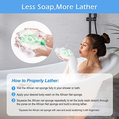 3 Pieces African Net Sponge, African Exfoliating Net Rip-Resistant Loofah Exfoliating, Body Back Scrubber for Shower, Long Nylon Exfoliating Back Washcloth Towel for All Skin Daily Use - Image 5
