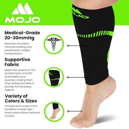 Mojo Compression Socks Footless for Women and Men 20-30mmHg - Extra Wide Plus Size Calf Sleeve - A604 - Image 2