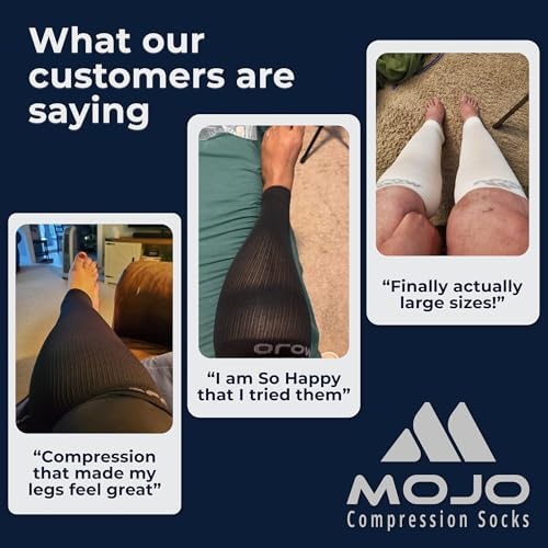 Mojo Compression Socks Footless for Women and Men 20-30mmHg - Extra Wide Plus Size Calf Sleeve - A604 - Image 7