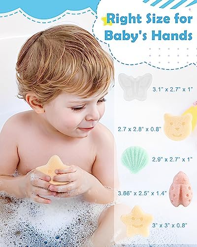 MoHern Konjac Baby Sponge for Bathing, 5Pcs Natural Cute Shapes, Kids Bath sponges for Infants, Toddler Bath time, Plant-Based, Extra Soft - Image 4