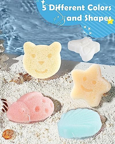 MoHern Konjac Baby Sponge for Bathing, 5Pcs Natural Cute Shapes, Kids Bath sponges for Infants, Toddler Bath time, Plant-Based, Extra Soft - Image 6