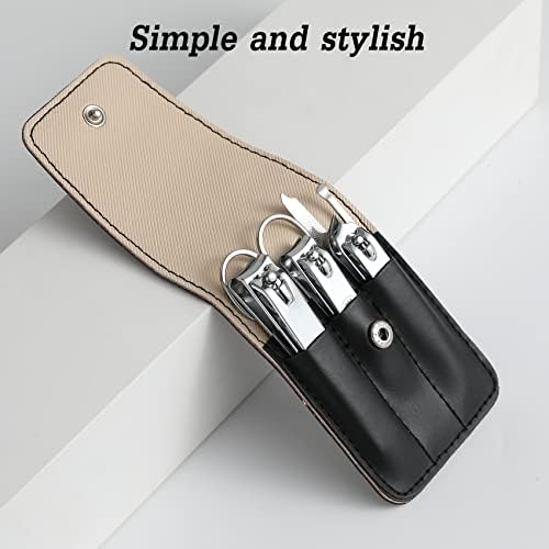 Nail Clipper Set, 6 Pcs Toenail Clippers, Stainless Steel Fingernail Clipper, and PU Leather Manicure Set, Gift Ideas (Black) - Image 4