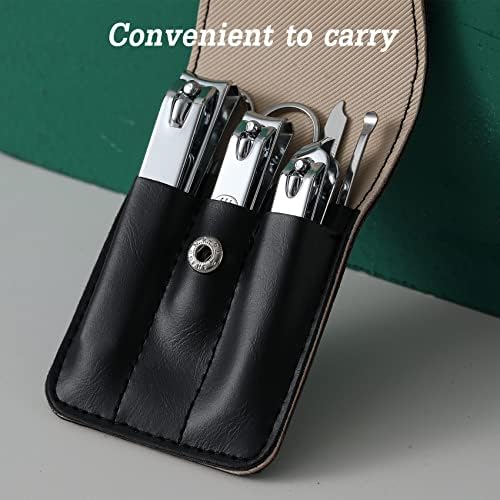 Nail Clipper Set, 6 Pcs Toenail Clippers, Stainless Steel Fingernail Clipper, and PU Leather Manicure Set, Gift Ideas (Black) - Image 5