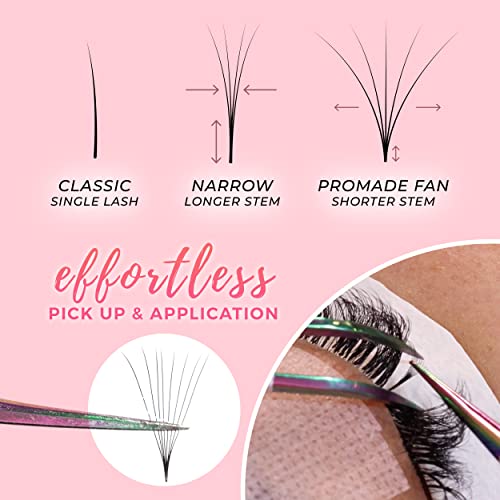 LLBA LashFolio Narrow Promade Fans | Handmade Volume Eyelashes | Multi Selections 5D~10D | C CC D Curl | Thickness 0.03~0.07mm | 8-15mm Length | Long Lasting & Easy Application (5D-0.07 CC 8mm-11mm) - Image 3