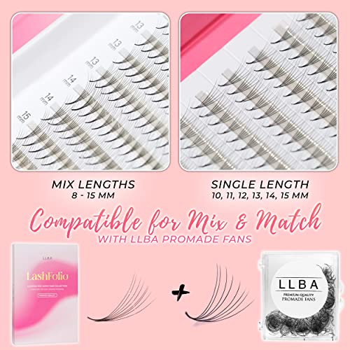 LLBA LashFolio Narrow Promade Fans | Handmade Volume Eyelashes | Multi Selections 5D~10D | C CC D Curl | Thickness 0.03~0.07mm | 8-15mm Length | Long Lasting & Easy Application (5D-0.07 CC 8mm-11mm) - Image 5