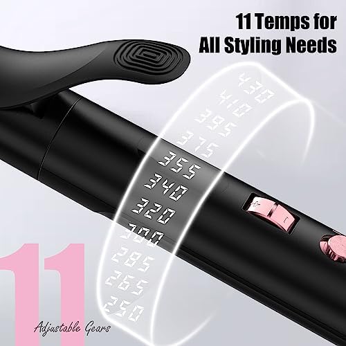 Long Barrel Curling Iron 1 Inch, Extra Long Curling Iron for Thin Hair, Ceramic Curling Iron Infused Argan Oil & Keratin, Long Lasting Styling, 11 Adjustable Temp, Include Clips & Silicone Pad - Image 5
