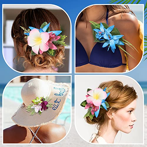 HAIMEIKANG Hair Clip, 3 Pieces Hawaiian Flower Hair Pins - Artificial Tropical Flower Hair Accessories for Women in Blue, Pink, Purple - Image 6