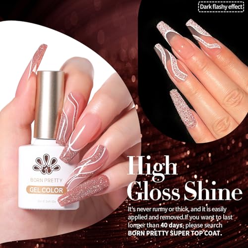 Born Pretty Reflective Red Glitter Gel Polish Christmas Glitter Gel Polish Sparkly Shiny Disco DJ LED Nail Polish Varnish Silver Red Black Colors Collection 6PCS 7ML - Image 7