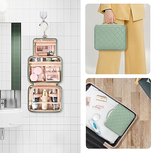 CUBETASTIC Hanging Travel Toiletry Bag, Green Makeup Organizer for Women Men, 3 Compartment Portable Cute Cosmetic Case Water-resistant Small Travel Bag for Toiletries - Image 7