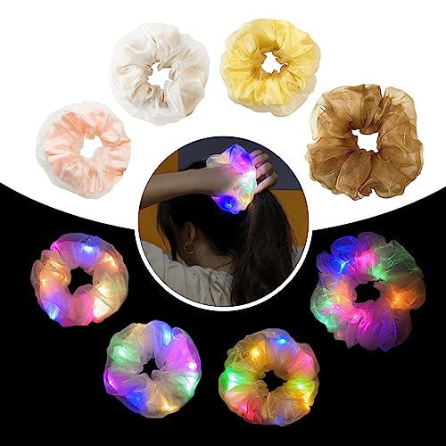 Light Up Scrunchies, Valentine's Day Double-layer LED Scrunchy Hair Ties Glow in the Dark Party Supplies Glow Sticks Party Favor Rave Accessories for Women Girls Neon Party, Fun Hair Accessories - Image 2