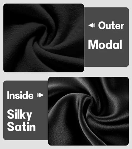 2pcs Silk Satin Bonnet Hair Wrap for Sleeping, Adjustable Strap Curly Natural Hair Night Caps for Women Men(Black&Black) - Image 3
