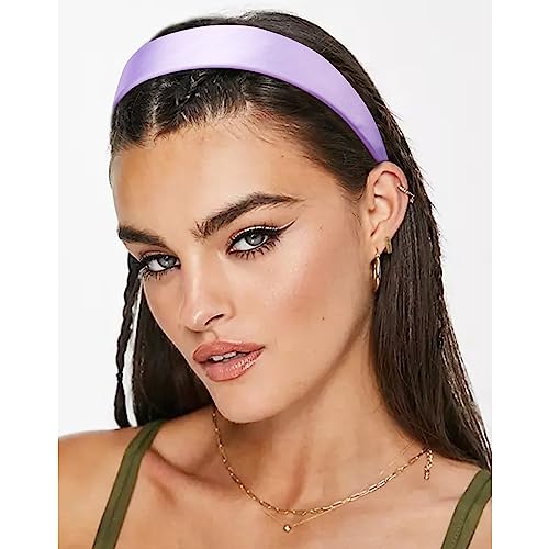 VELSCRUN Headbands for Women Girls 1.6 Inch Purple Satin Wide Headband Head Bands for Womens Hair Solid Simple Fashion Hair Bands Cosplay Halloween Hair Accessories Gifts for Mothers Sisters - Image 2