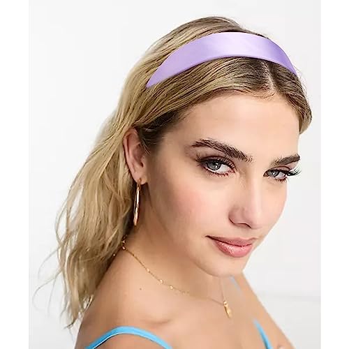 VELSCRUN Headbands for Women Girls 1.6 Inch Purple Satin Wide Headband Head Bands for Womens Hair Solid Simple Fashion Hair Bands Cosplay Halloween Hair Accessories Gifts for Mothers Sisters - Image 3