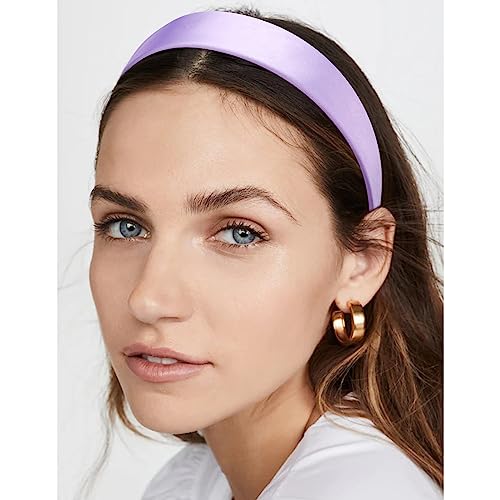 VELSCRUN Headbands for Women Girls 1.6 Inch Purple Satin Wide Headband Head Bands for Womens Hair Solid Simple Fashion Hair Bands Cosplay Halloween Hair Accessories Gifts for Mothers Sisters - Image 5