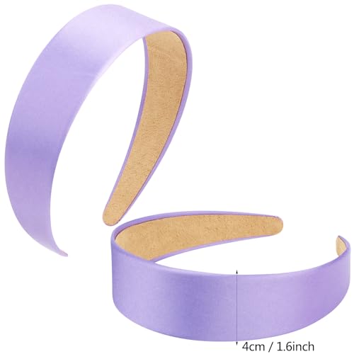 VELSCRUN Headbands for Women Girls 1.6 Inch Purple Satin Wide Headband Head Bands for Womens Hair Solid Simple Fashion Hair Bands Cosplay Halloween Hair Accessories Gifts for Mothers Sisters - Image 7
