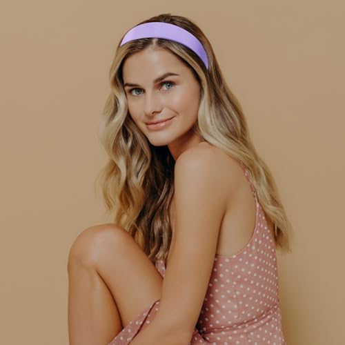 VELSCRUN Headbands for Women Girls 1.6 Inch Purple Satin Wide Headband Head Bands for Womens Hair Solid Simple Fashion Hair Bands Cosplay Halloween Hair Accessories Gifts for Mothers Sisters - Image 8