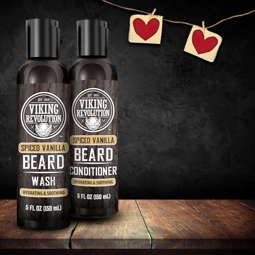 Viking Revolution Beard Wash and Beard Conditioner for Men with Argan Oil and Jojoba Oil - Beard Softener and Strengthener Beard Care Beard Shampoo and Conditioner with Beard Oil (5oz, Spiced Vanilla) - Image 2