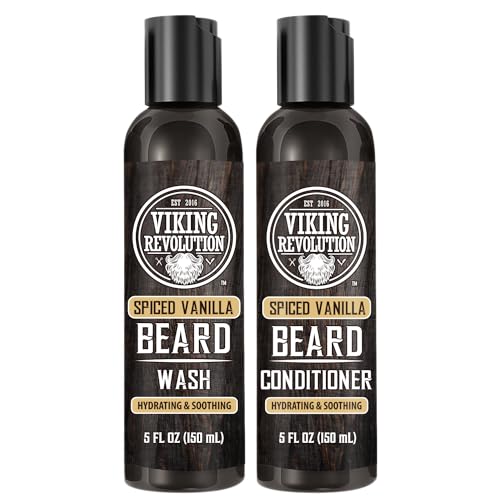 Viking Revolution Beard Wash and Beard Conditioner for Men with Argan Oil and Jojoba Oil - Beard Softener and Strengthener Beard Care Beard Shampoo and Conditioner with Beard Oil (5oz, Spiced Vanilla) - Image 8