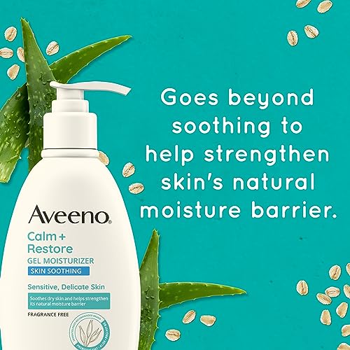Aveeno Calm + Restore Body Moisturizer Gel for Sensitive Skin, Lightweight Moisturizer to Help Heal Dry Skin with Aloe Vera, Prebiotic Oat and Pro-Vitamin B5, Fragrance Free, 12 OZ - Image 5