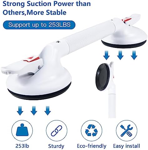 17inch Upgrade Suction Shower Grab Bar, Portable Shower Handle Bar Suction Grip Bar Bathtub Handle with Strong Hold Suction Cup Fitting and Rapid Release for Bathroom(Max Capacity :300lb - Image 3