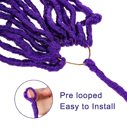 Leeven Purple Soft Locs 24 Inch 6 Packs Distressed Faux Locs Crochet Hair Pre Looped Natural Butterfly Locs Long Boho Goddess Locs Synthetic Braiding Hair for Women - Image 4