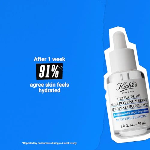 Kiehl's Ultra Pure High-Potency 1.5% Hyaluronic Acid Serum, Concentrated Face Serum for Dry Skin, Instantly Boosts Hydration, Plumps Skin, All Skin Types, Fragrance-free - 1 fl oz - Image 6