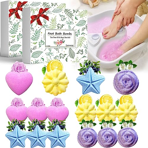Bath Foot Bombs, 32 Pack Foot Soak with Bath Salt and Tea Tree Oil. Organic Natural Handmade Aroma Pure Essential Oil Bubble Foot Balls for Foot Callus, Dry Cracked, Stubborn Foot Odor Scent.