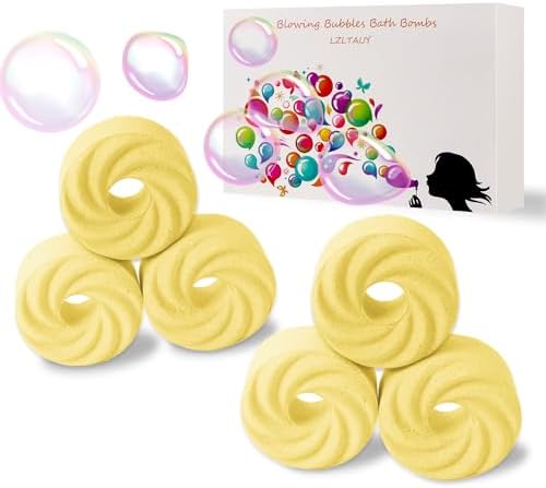 Bath Bombs Blow Bubbles, shea Butter Dry Skin,Moisturize,Bath Gift Set for Women,Organic Bath Ball for Boys and Girls,6pcs Lemon