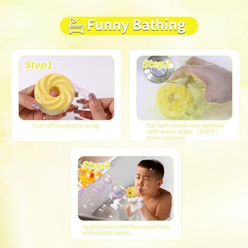 Bath Bombs Blow Bubbles, shea Butter Dry Skin,Moisturize,Bath Gift Set for Women,Organic Bath Ball for Boys and Girls,6pcs Lemon - Image 2