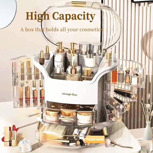 Makeup Organizer & Skincare Organizers, Cosmetic Organizer Box for Countertop with Lid & Drawers, Make Up Storage Organizer with Waterproof & Dustproof Cover, Birthday Gifts for Vanity Women Girls - Image 2