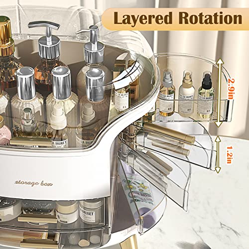 Makeup Organizer & Skincare Organizers, Cosmetic Organizer Box for Countertop with Lid & Drawers, Make Up Storage Organizer with Waterproof & Dustproof Cover, Birthday Gifts for Vanity Women Girls - Image 3