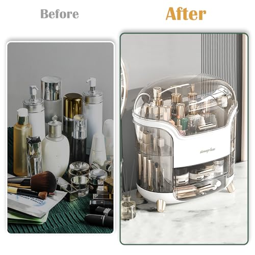 Makeup Organizer & Skincare Organizers, Cosmetic Organizer Box for Countertop with Lid & Drawers, Make Up Storage Organizer with Waterproof & Dustproof Cover, Birthday Gifts for Vanity Women Girls - Image 5