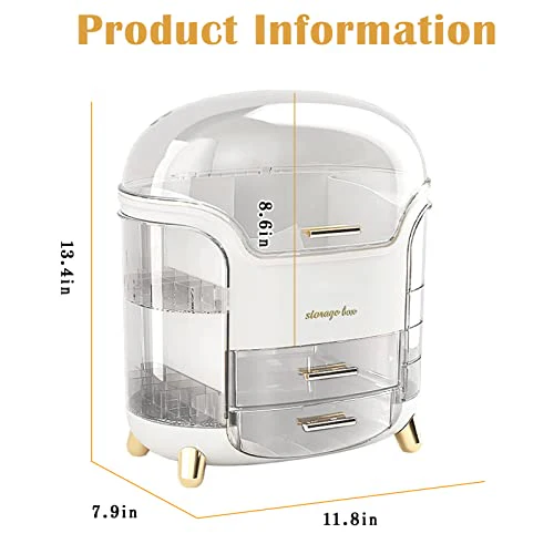 Makeup Organizer & Skincare Organizers, Cosmetic Organizer Box for Countertop with Lid & Drawers, Make Up Storage Organizer with Waterproof & Dustproof Cover, Birthday Gifts for Vanity Women Girls - Image 6