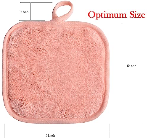 Makeup Remover Cloths for Face, Eye, Lips - Reusable Makeup Remover Pads Soft Microfiber Facial Cleansing Cloths 5 x 5 inch 12 Pack (Coral) - Image 6