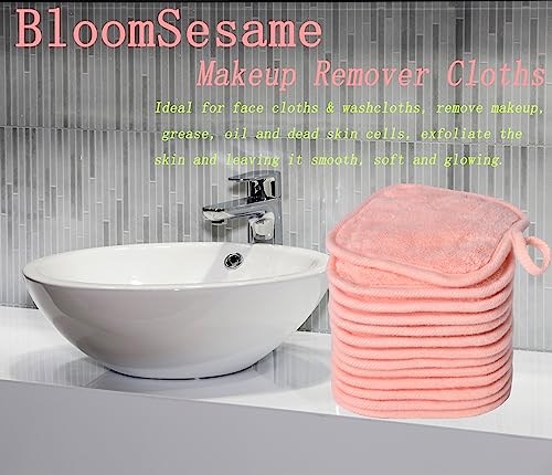 Makeup Remover Cloths for Face, Eye, Lips - Reusable Makeup Remover Pads Soft Microfiber Facial Cleansing Cloths 5 x 5 inch 12 Pack (Coral) - Image 7
