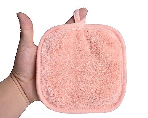 Makeup Remover Cloths for Face, Eye, Lips - Reusable Makeup Remover Pads Soft Microfiber Facial Cleansing Cloths 5 x 5 inch 12 Pack (Coral) - Image 9